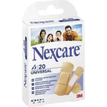 3M Nexcare univerzálne náplasti, 20 zmiešaných prúžkov, telová farba, priedušné a vodoodpudivé, bez latexu (N0320AS)