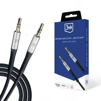3MK AUX kábel jack 3,5 mm - jack 3,5 mm, 1 m, čierny