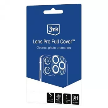 3MK Lens Pro plný kryt ochrana kamery z tvrdeného skla pre iPhone 14 Pro / 14 Pro Max s hliníkovým rámom a montážnym rámom (1 ks, čierna)