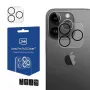 3MK Lens Pro plný kryt ochrana kamery z tvrdeného skla pre iPhone 14 Pro / 14 Pro Max s hliníkovým rámom a montážnym rámom (1 ks, čierna)