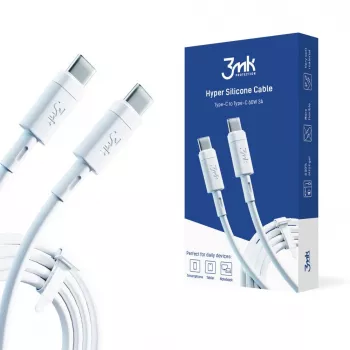 3MK Universal Hyper silikónový kábel Type-C na Type-C 60W 3A biely