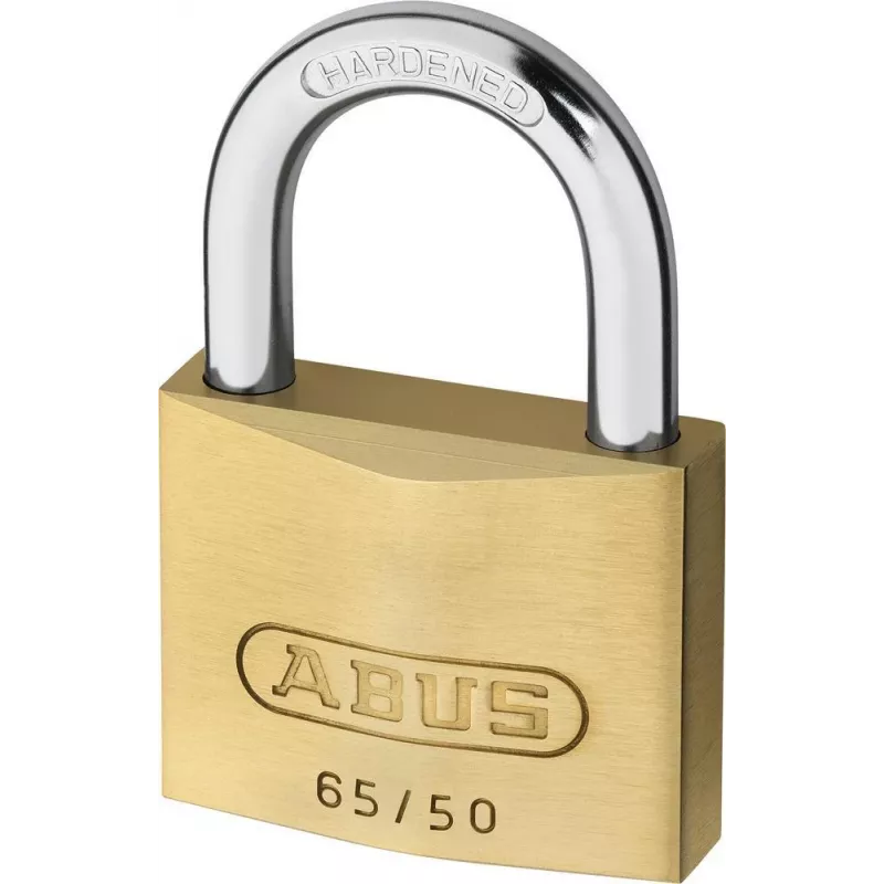 ABUS 65/50 KD visací zámok – masívne mosadzné telo, kalené oceľové rameno, rovnaký uzamykací systém