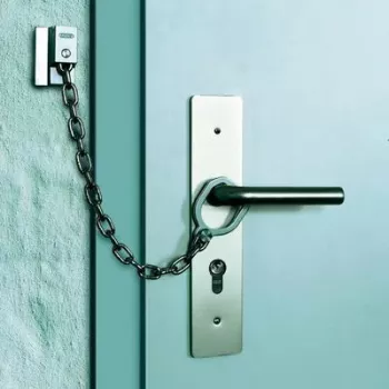 ABUS ABTS21540 dverová reťazka s bezpečnostným krúžkom, poniklovaná oceľ, 215 mm