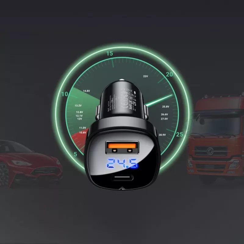 ACEFAST auto nabíjačka 66W USB Type-C / USB, PPS, Power Delivery, Quick Charge 4.0, AFC, FCP čierna (B4 black)