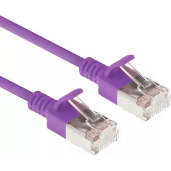 ACT fialový 0,25m LSZH U/FTP CAT6A datacenter slimline patch kábel snagless s RJ45 konektormi (DC7352)