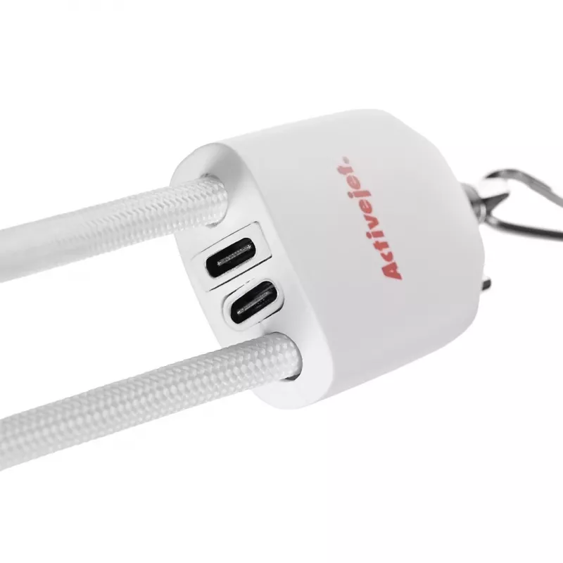 Activejet šnúrka na krk s 3-in-1 nabíjacím káblom, biela