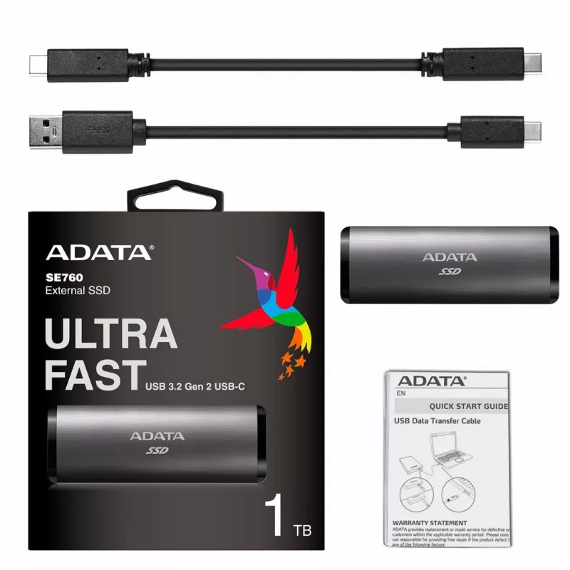 ADATA SE760 1 TB externé SSD USB 3.2 Gen 2 Type-C titánovo sivé
