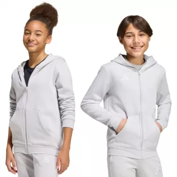 adidas Entrada 26 Full Zip mikina s kapucňou detská svetlosivá KH1779 152cm