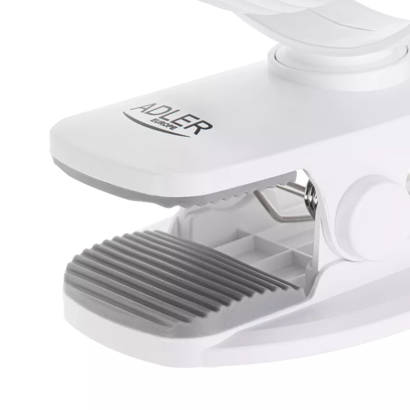 Adler AD 7335 nabíjací stolový ventilátor s klipom, 6W, 12,7 cm, 3 rýchlosti, oscilácia, biely