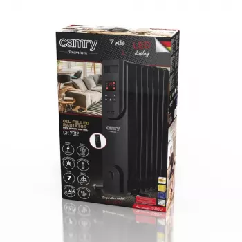 Adler CR 7812 elektrický olejový radiátor s diaľkovým ovládačom, 7 rebier, 1500 W, čierny