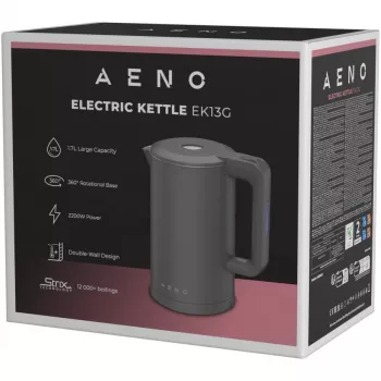 AENO Kanvica AEK0013G, Sivá, 1,7 l, 1850–2200 W, Strix regulátor