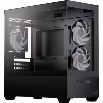 AEROCOOL P300D G-BK-v1 Mini Tower ATX skriňa, čierna, tvrdené sklo