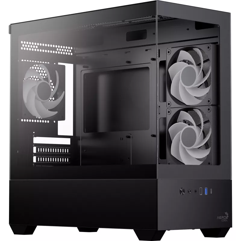 AEROCOOL P300D G-BK-v1 Mini Tower ATX skriňa, čierna, tvrdené sklo