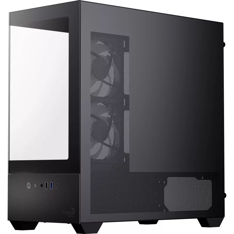 AEROCOOL P300D G-BK-v1 Mini Tower ATX skriňa, čierna, tvrdené sklo