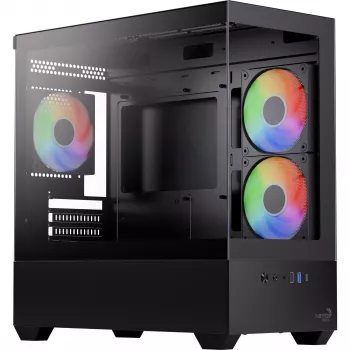 AEROCOOL P300D G-BK-v1 Mini Tower ATX skriňa, čierna, tvrdené sklo