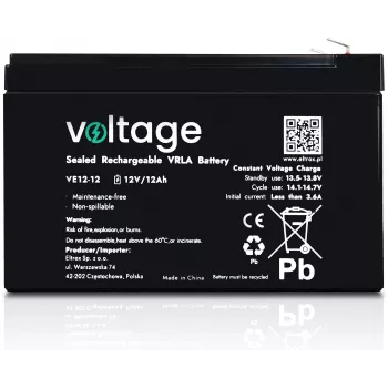 AGM batéria Voltage 12V 12Ah VE12-12 (životnosť 6-9 rokov)