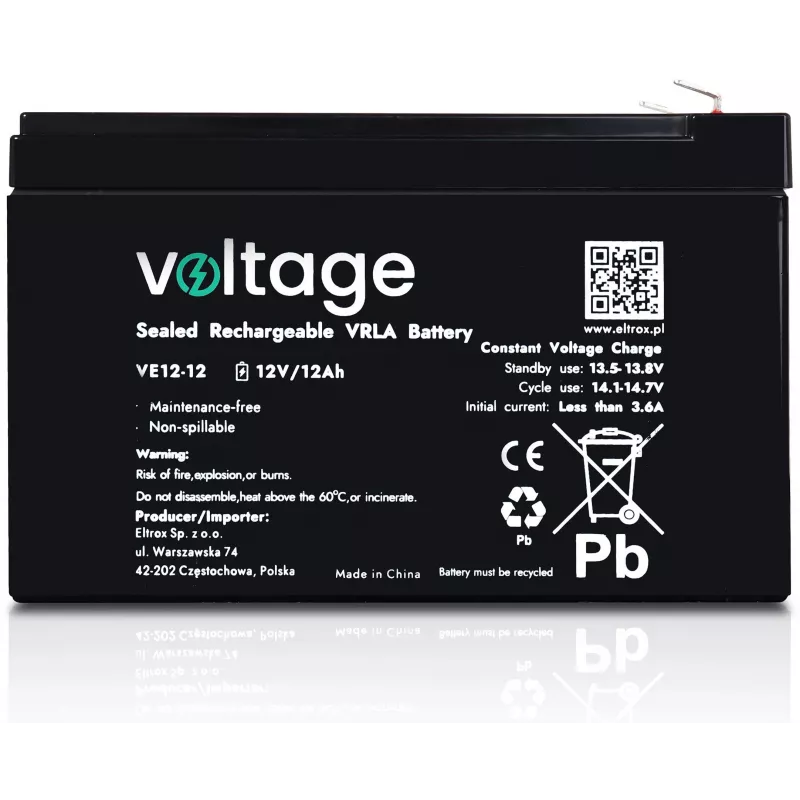 AGM batéria Voltage 12V 12Ah VE12-12 (životnosť 6-9 rokov)