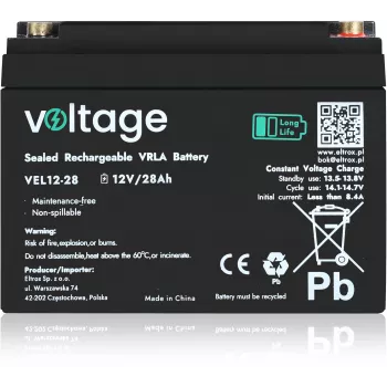 AGM batéria Voltage Long Life 12V 28Ah VEL12-28 (životnosť 15 rokov)