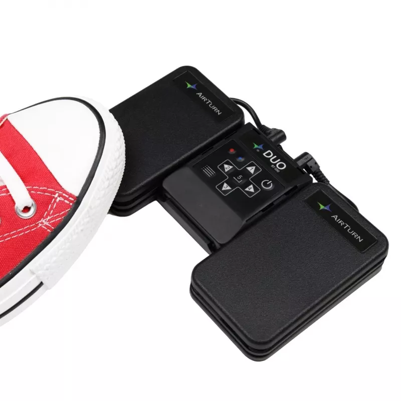 Airturn DUO 500 - Bluetooth 5.0 pedálový ovládač na otáčanie strán, tiché membránové spínače, 200h batéria, USB-C