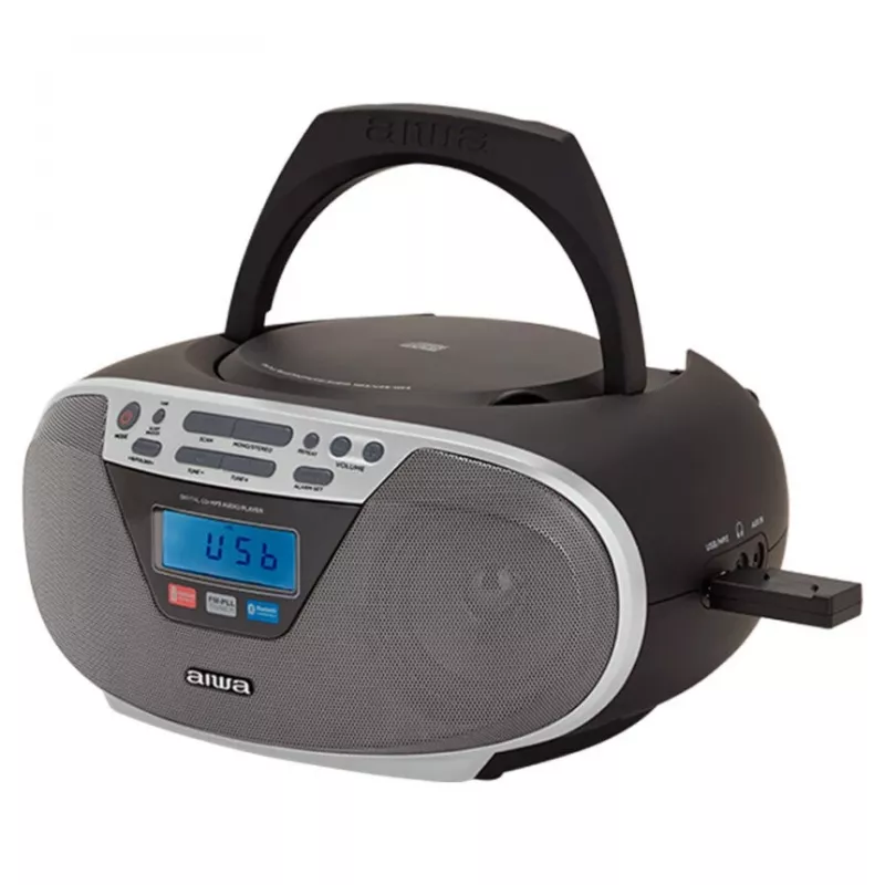 Aiwa BBTU-400SL prenosný stereo systém CD/FM RDS/USB/Bluetooth strieborný MP3 prehrávanie