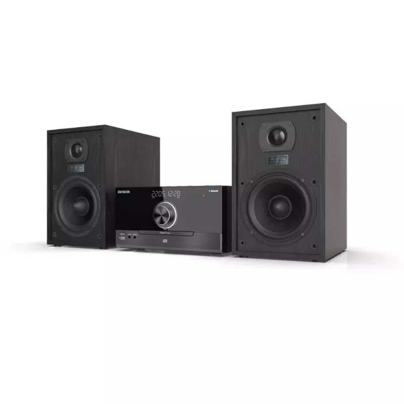 Aiwa MSBTU-600 50W Bluetooth CD micro Hi-Fi systém s FM rádiom, USB, Aux-In, LED displej, diaľkový ovládač, čierny