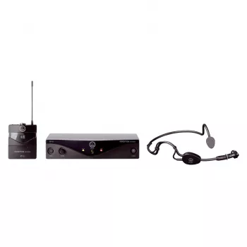 AKG WMS45 Sports Set bezdrôtový mikrofónový systém s C544 L headset, UHF BD U2 pásmo (614-630 MHz), bodypack vysielač, stacionárny prijímač, dosah 30m