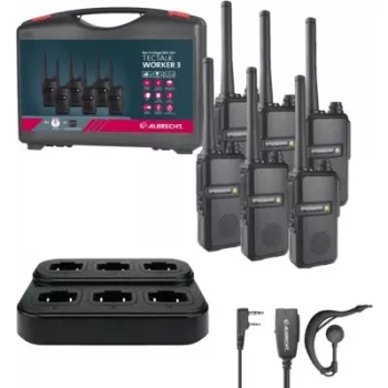 Albrecht Tectalk Worker 3 PMR446 vysielačkový set – 6 rádiostaníc s kufríkom na náradie