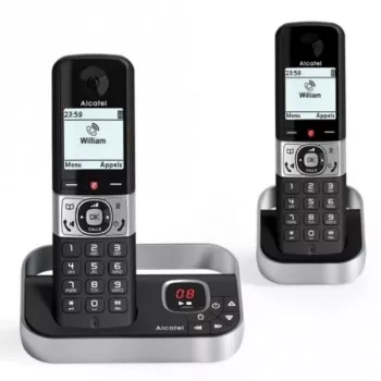 ALCATEL 8517110010 DECT bezdrôtový telefón s 2 mikrotelefónmi, čierny - 1,5 palcový displej, identifikácia volajúceho, interkom, ECO DECT
