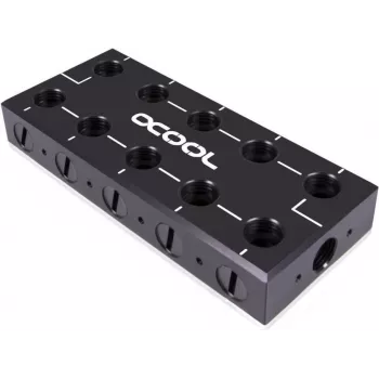 Alphacool ES Distro Plate Parallel C5 (13024), 22x G1/4, čierna