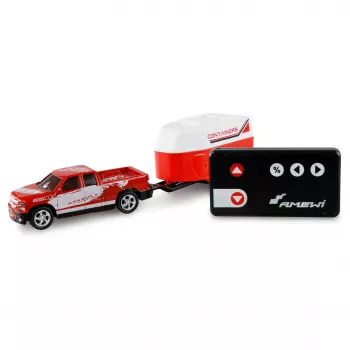 AMEWI RC pickup Die Cast s prívesom na kone 1:64 RTR červený (22681)