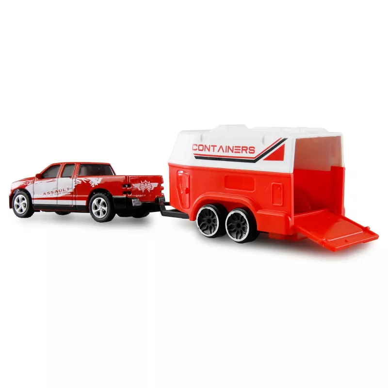 AMEWI RC pickup Die Cast s prívesom na kone 1:64 RTR červený (22681)