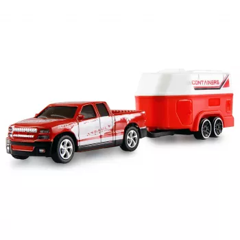 AMEWI RC pickup Die Cast s prívesom na kone 1:64 RTR červený (22681)