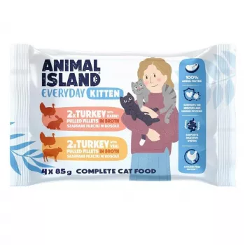 ANIMAL ISLAND Kitten Turkey, Rabbit & Veal 4x85g mokré krmivo pre mačky