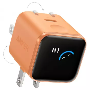 Anker Nano Charger 45W GaN USB-C nabíjačka s ActiveShield 5.0, dotykový senzor, SmartDisplay, rozpoznávanie iPhone, oranžová