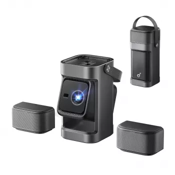 Anker Nebula P1 prenosný projektor s odnímateľnými reproduktormi, Full HD 1080p, 650 ANSI lúmenov, 20W 2.0 Surround Sound, Android TV 11, sivý