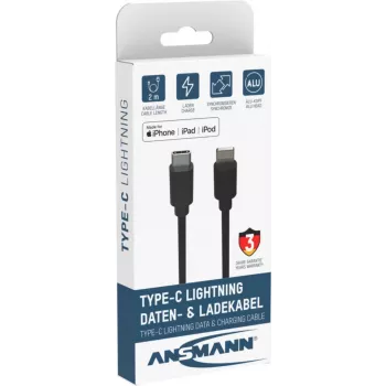 ANSMANN 1700-0107 Lightning na USB-A kábel 2 m čierny MFi certifikovaný
