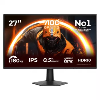 AOC 27G50F 27 palcový Full HD IPS herný monitor, 1920x1080, 180Hz, 4ms, HDR10, FreeSync Premium, HDMI/DisplayPort, VESA, čierny