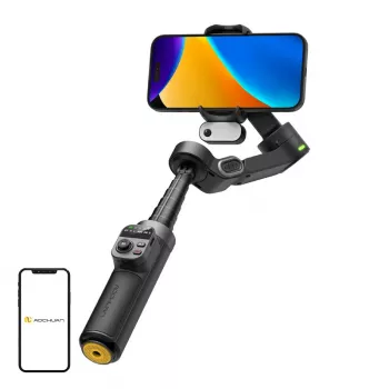 AOCHUAN Smart X3 AI Tracking gimbal stabilizátor s LED svetlom a selfie tyčou pre smartphone, čierny