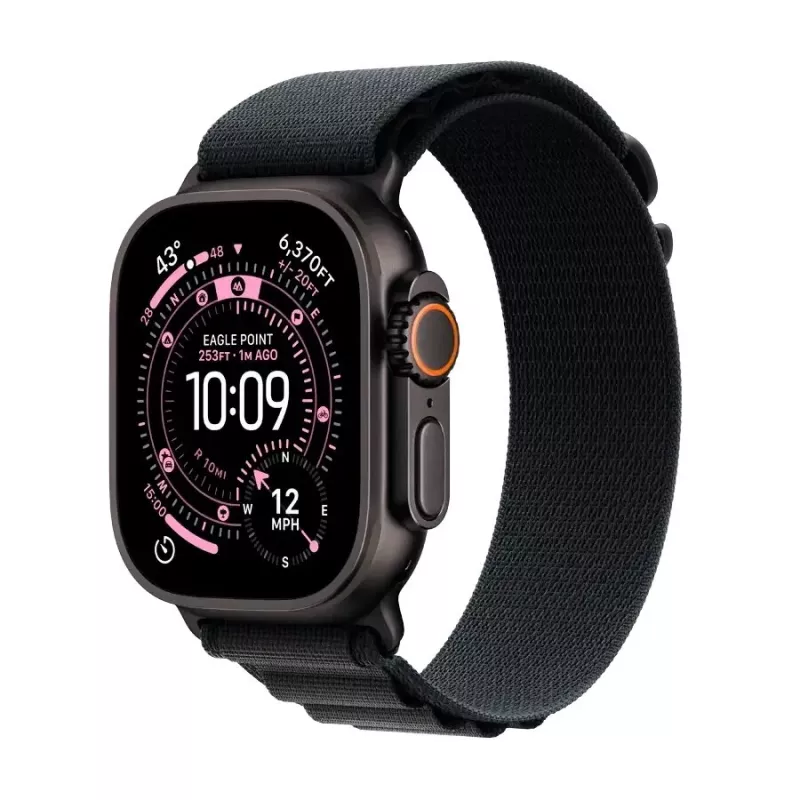 Apple Watch Ultra 3 GPS + Cellular 49mm puzdro Black Titanium s Black Alpine Loop - Large (Model A3281, MF0X4QR/A)