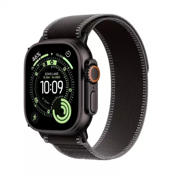 Apple Watch Ultra 3 GPS + Cellular 49mm puzdro Black Titanium s Black/Charcoal Trail Loop - Large (Model A3281, MF1H4QR/A)