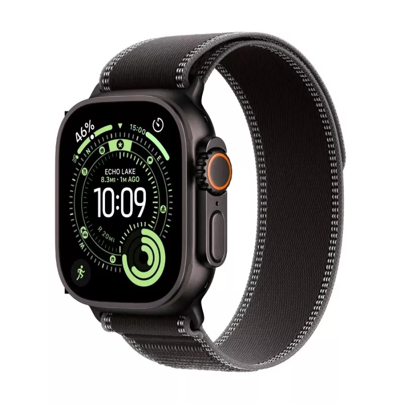 Apple Watch Ultra 3 GPS + Cellular 49mm puzdro Black Titanium s Black/Charcoal Trail Loop - Large (Model A3281, MF1H4QR/A)