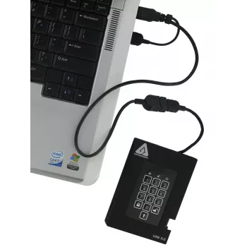 Apricorn Aegis Padlock Fortress A25-3PL256-500F externý pevný disk - 500GB - USB 3.2 Gen 1 - AES 256-bit hardvérové šifrovanie - čierna