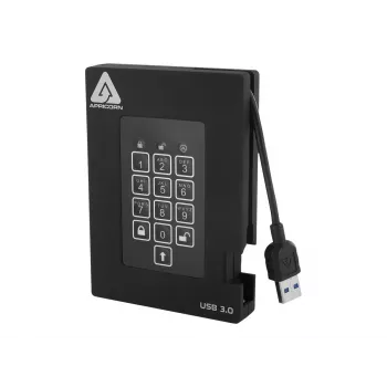 Apricorn Aegis Padlock Fortress A25-3PL256-500F externý pevný disk - 500GB - USB 3.2 Gen 1 - AES 256-bit hardvérové šifrovanie - čierna