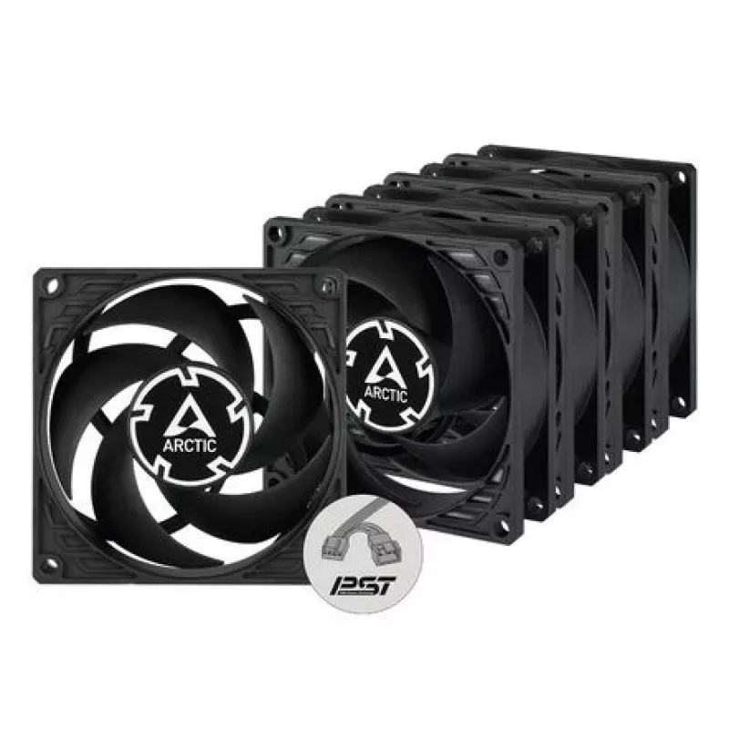 ARCTIC P8 PWM PST 80 mm ventilátor 5 ks balenie - čierna/biela