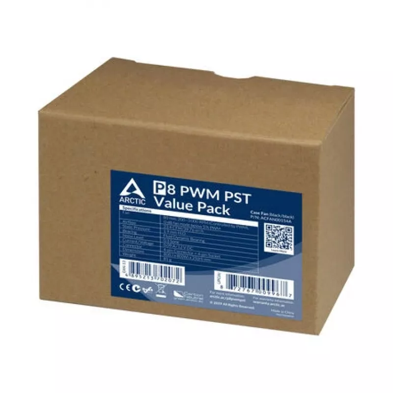 ARCTIC P8 PWM PST 80 mm ventilátor 5 ks balenie - čierna/biela
