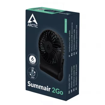 Arctic Summair 2Go nabíjací stolný ventilátor - 10 cm (čierny)