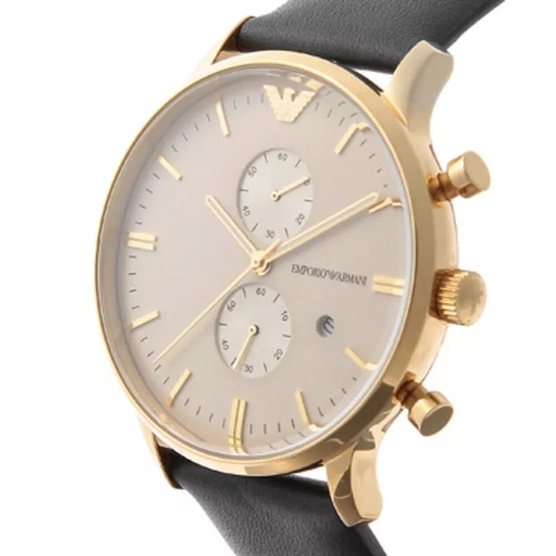 ARMANI AR0386 pánske Classic quartz analógové hodinky 40 mm strieborný ciferník hnedý kožený remienok