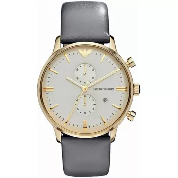 ARMANI AR0386 pánske Classic quartz analógové hodinky 40 mm strieborný ciferník hnedý kožený remienok