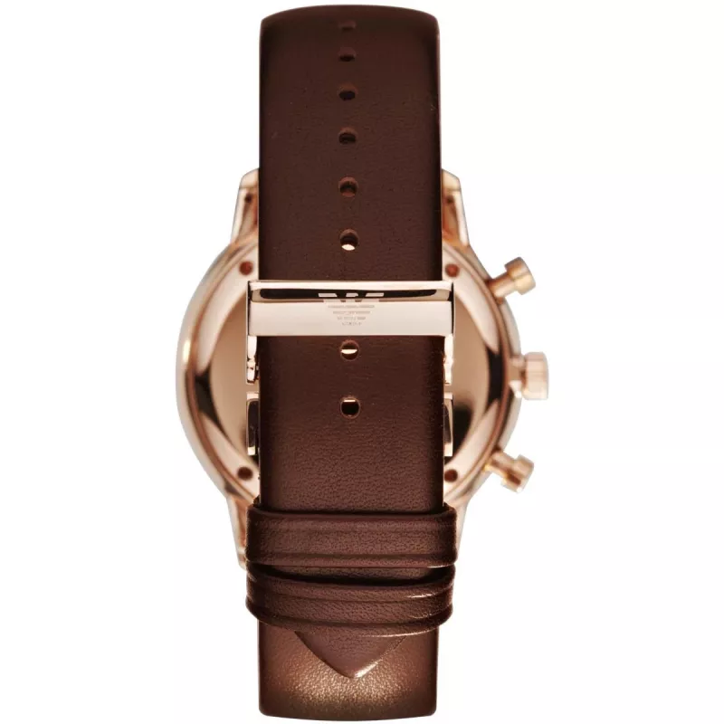 ARMANI AR0387 pánsky quartzový chronograf 42mm čierny ciferník kožený remienok