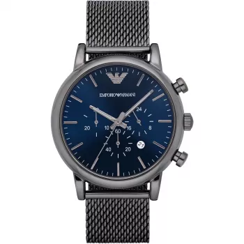 ARMANI AR1979 pánske quartzové chronograf hodinky 46 mm čierny ciferník kožený remienok